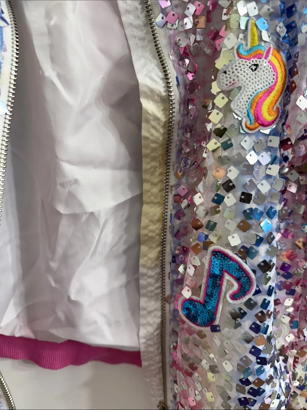 Justice Pink & Silver Sequin Dance Bomber Jacket